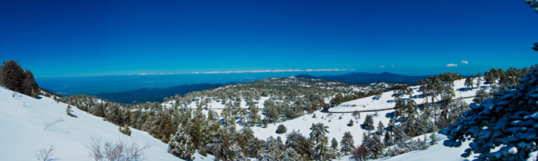 panorama of the mountains of Cyprus, with a bird's-eye view