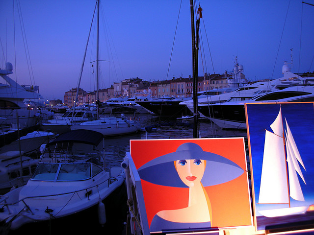St Tropez dusk art by Glen Morley